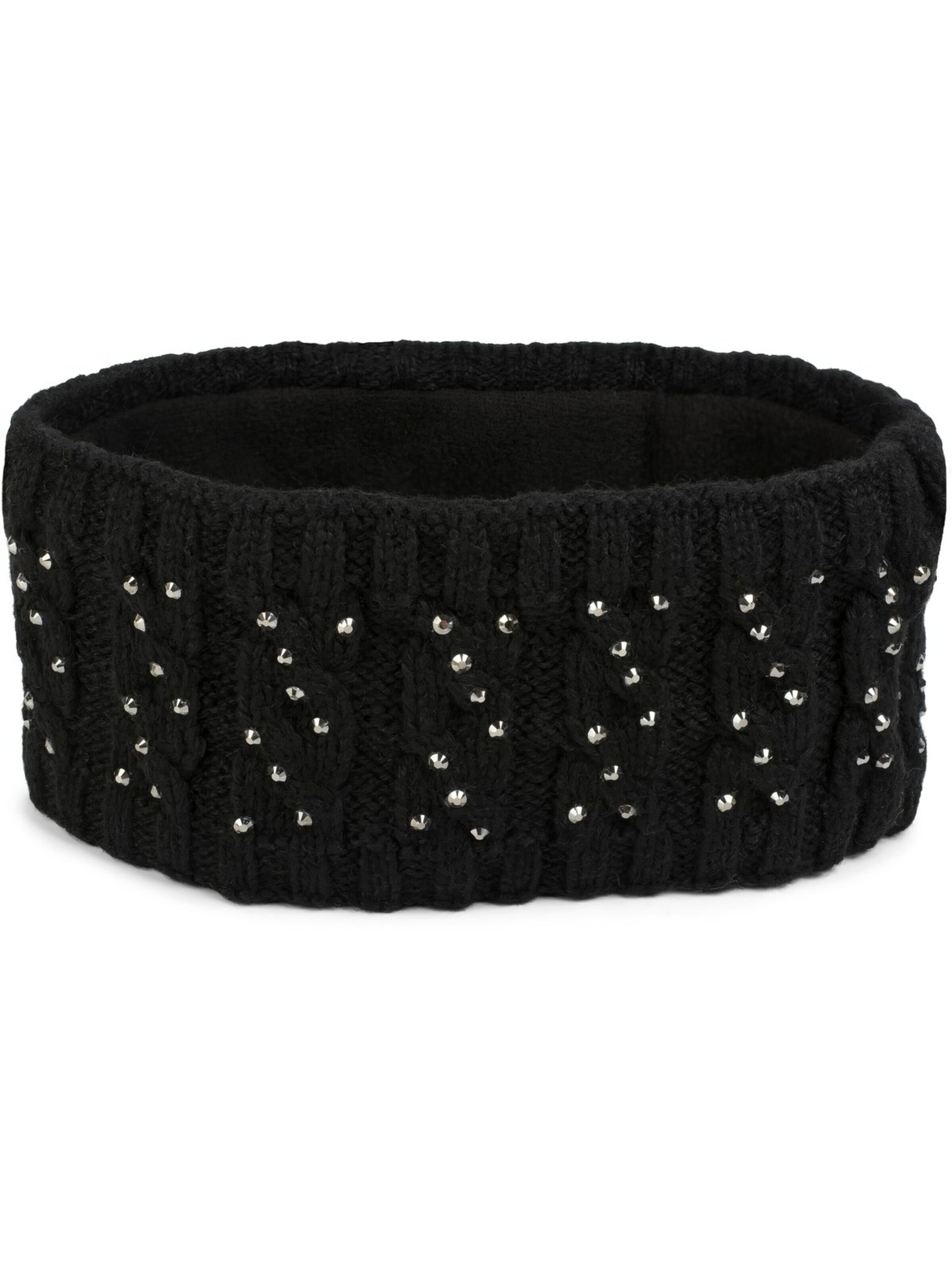 styleBREAKER Headband 'Strick Stirnband mit Strass & Zopfmuster' in Black: front