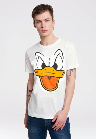 LOGOSHIRT Koszulka 'Donald Duck' w kolorze biały: przód