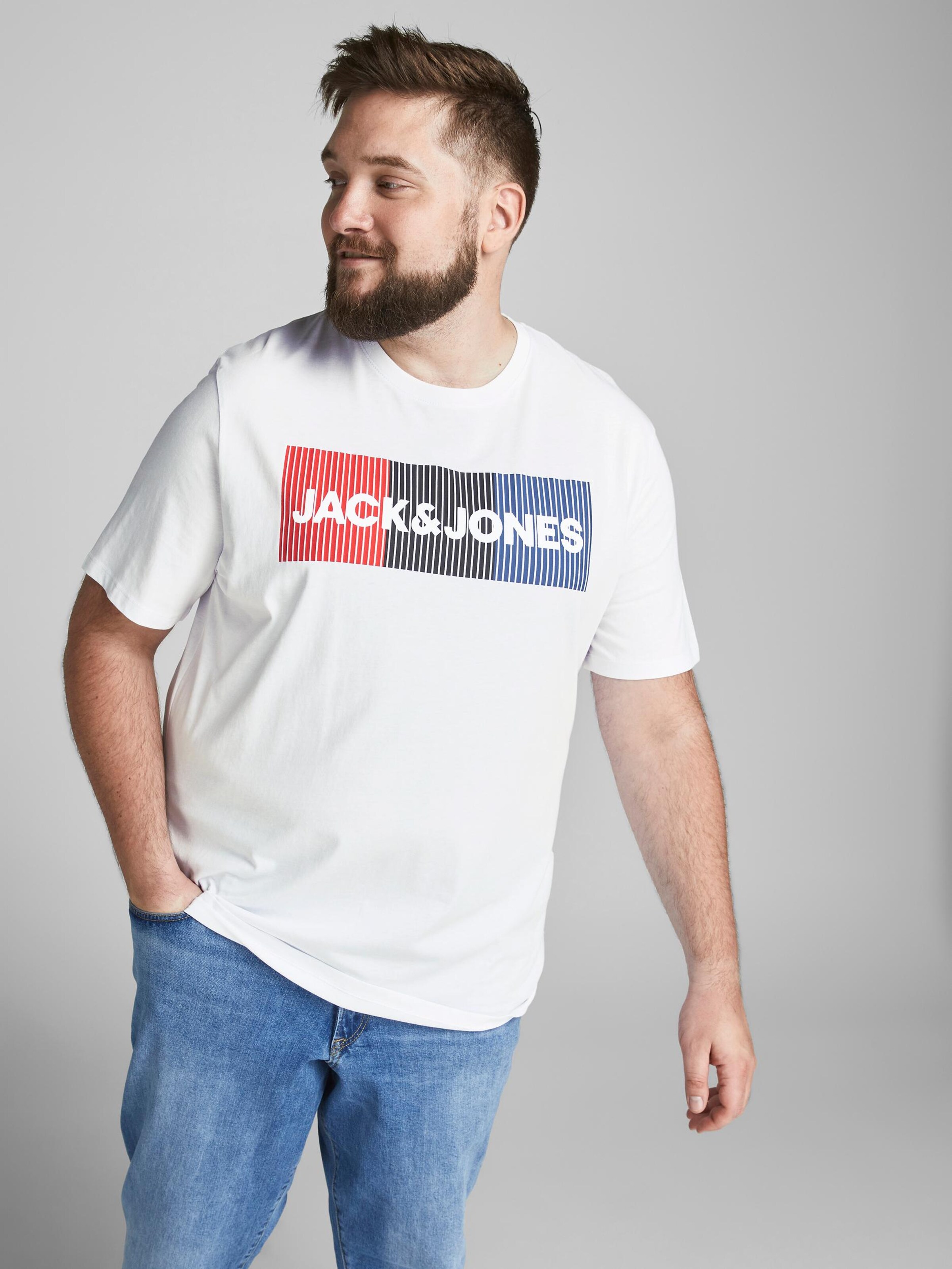 Männer Shirts JACK & JONES T-Shirt in Offwhite - CU90700