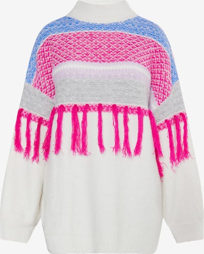 IZIA Sweater 'Eyota' in Blue / Grey / Pink / Wool white, Item view