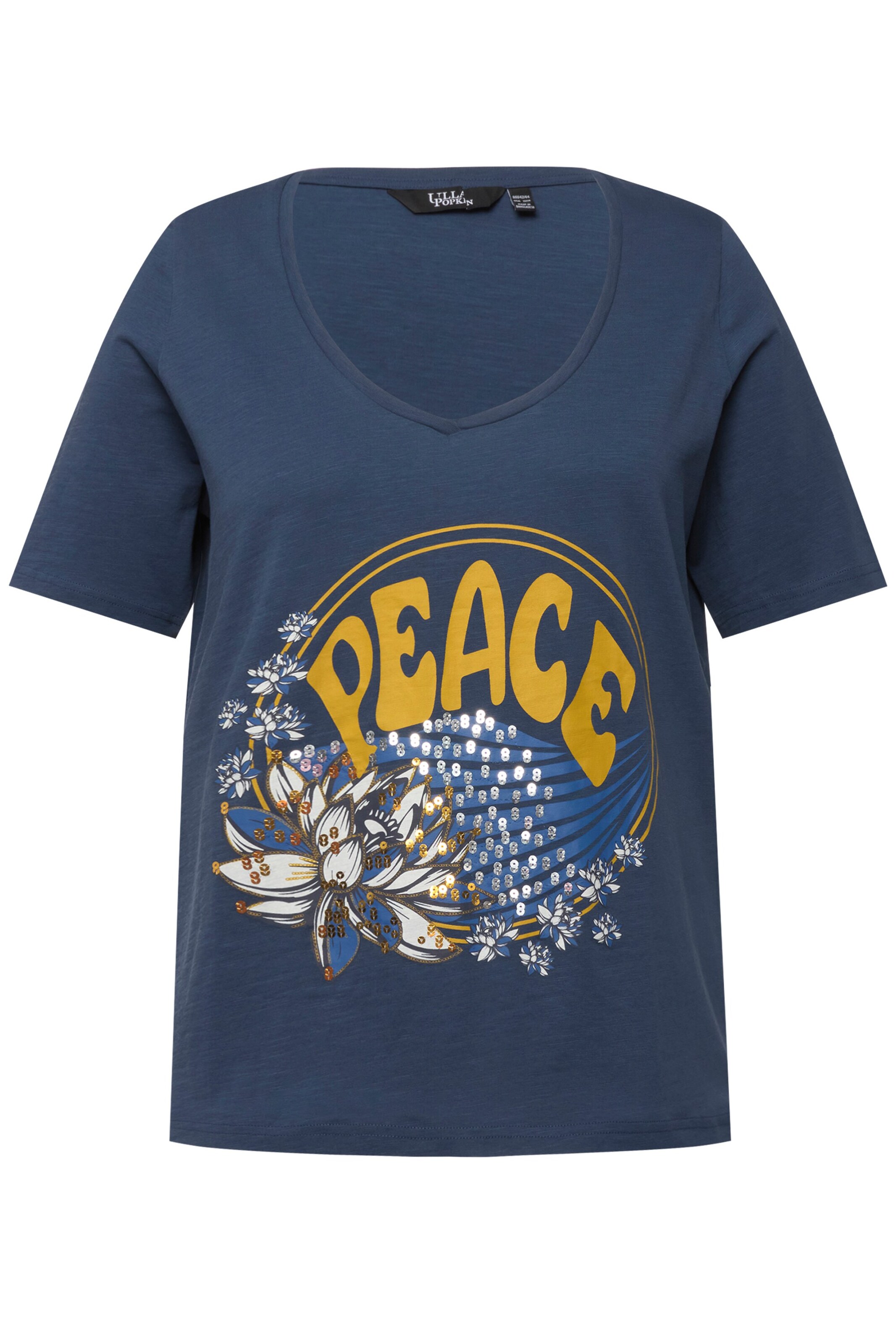 T-shirt Ulla Popken en bleu : devant