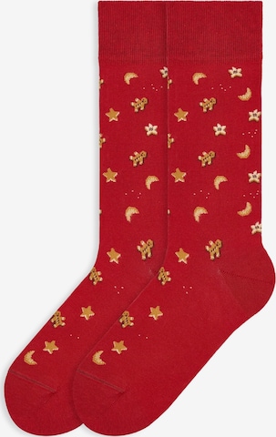 Von Jungfeld Socken 'Festive Icons' in Rot: Vorderseite