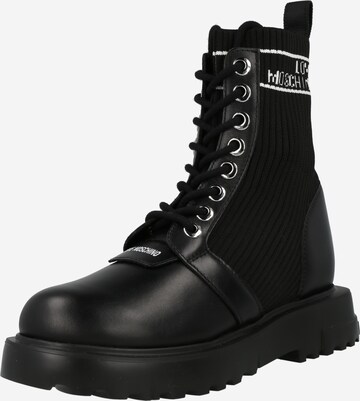 Bottines à lacets Love Moschino en noir : devant