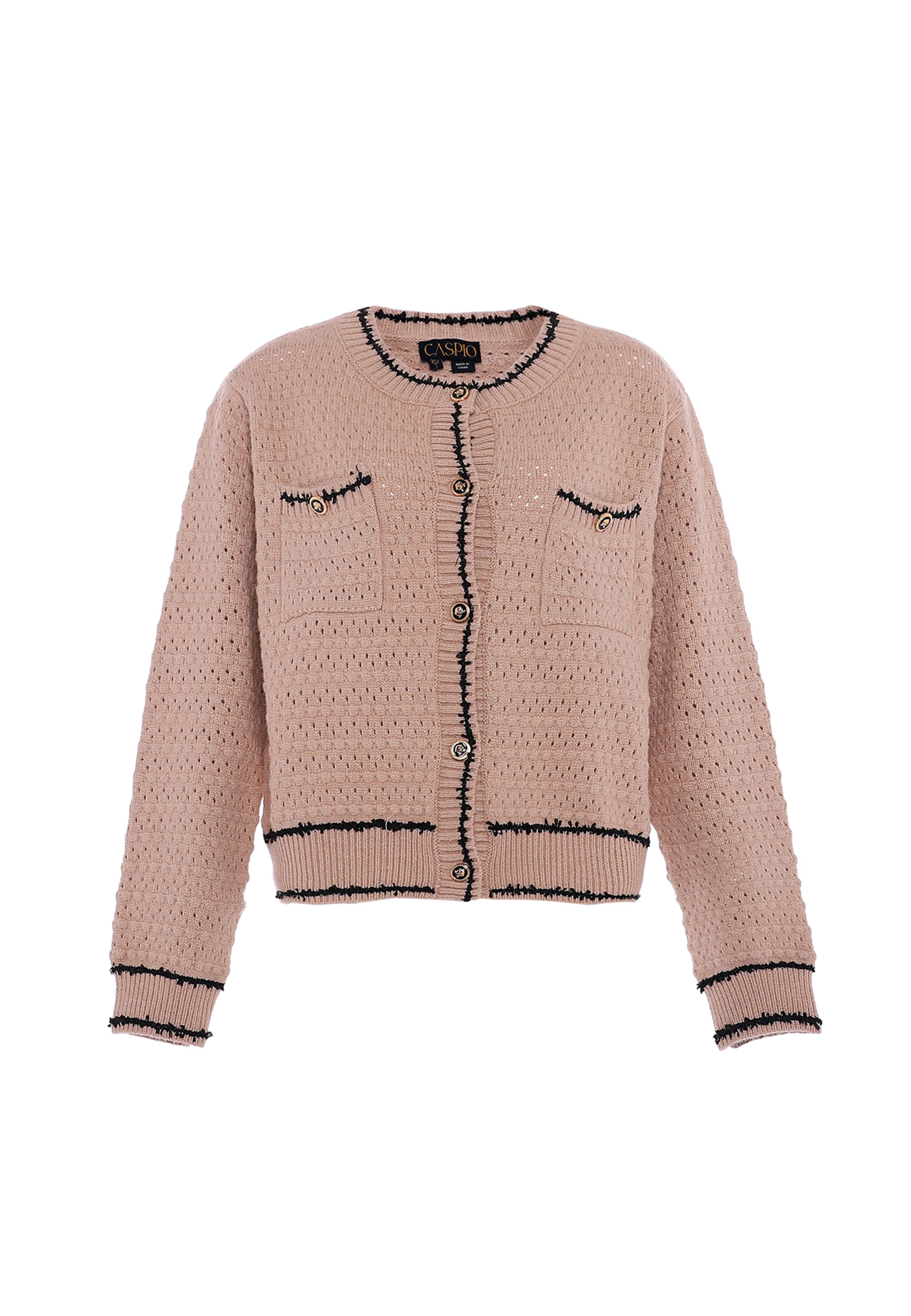 caspio Gebreid vest in Beige: voorkant