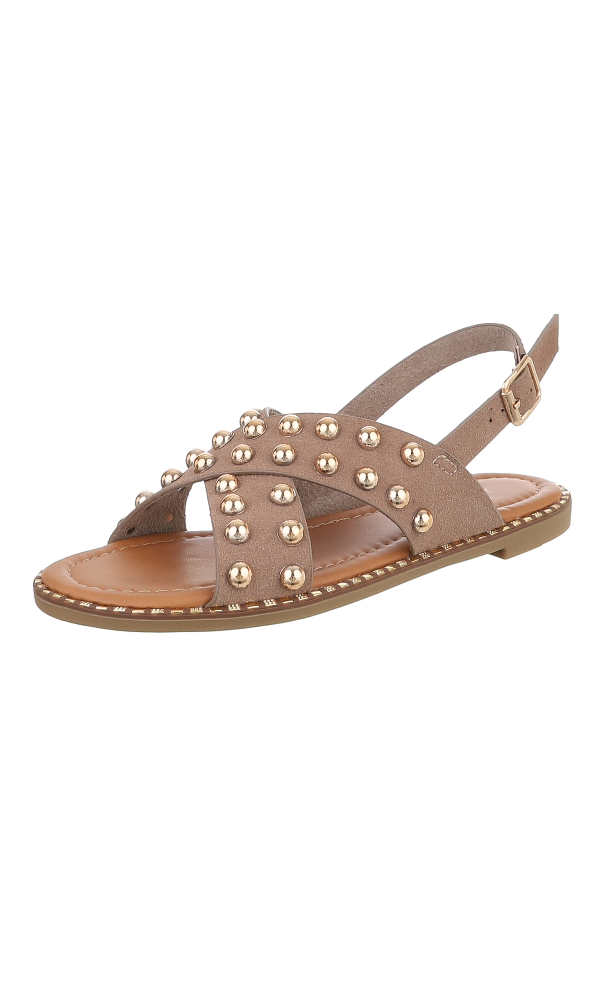 Ital-Design Strap Sandals in Brown: front