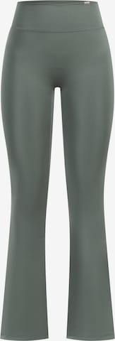 Smilodox Flared Loreen Schlaghose Leggings Flared Seamless in Grün: Vorderseite