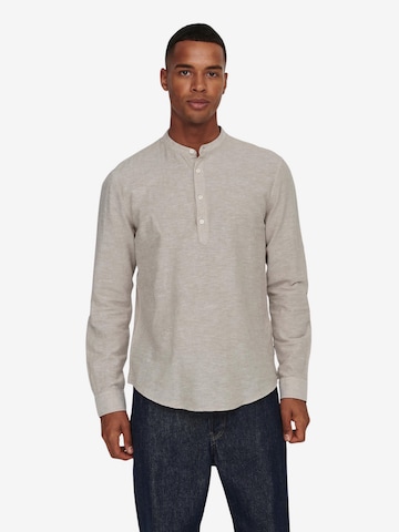 Coupe slim Chemise 'Caiden' Only & Sons en beige : devant