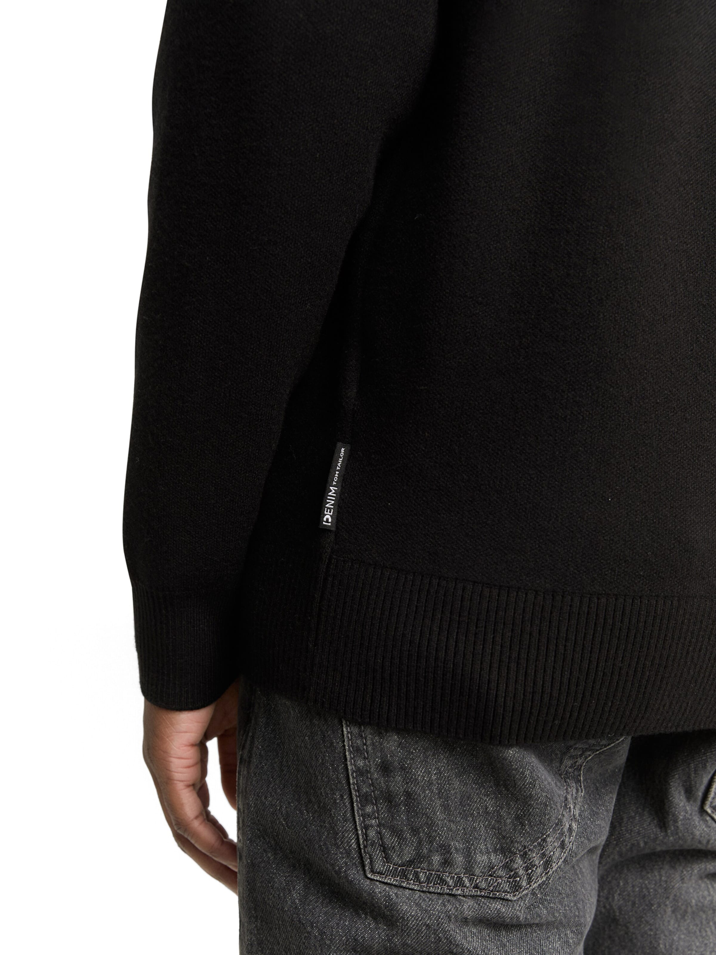 TOM TAILOR DENIM Πλεκτή ζακέτα σε μαύρο