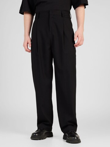 TOPMAN - Loosefit Pantalón plisado en negro: frente