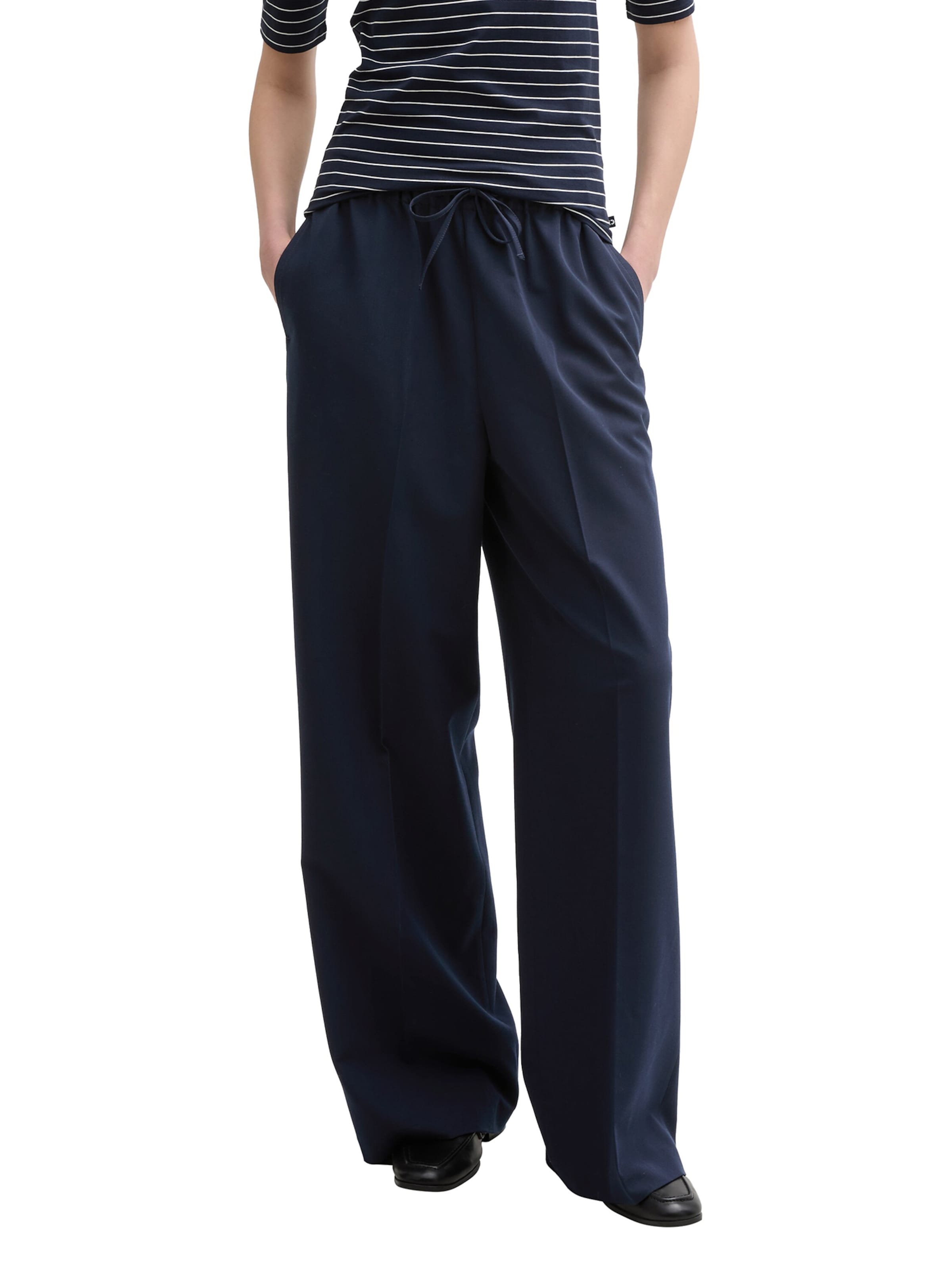 Loosefit Pantalon à plis TOM TAILOR DENIM en bleu : devant