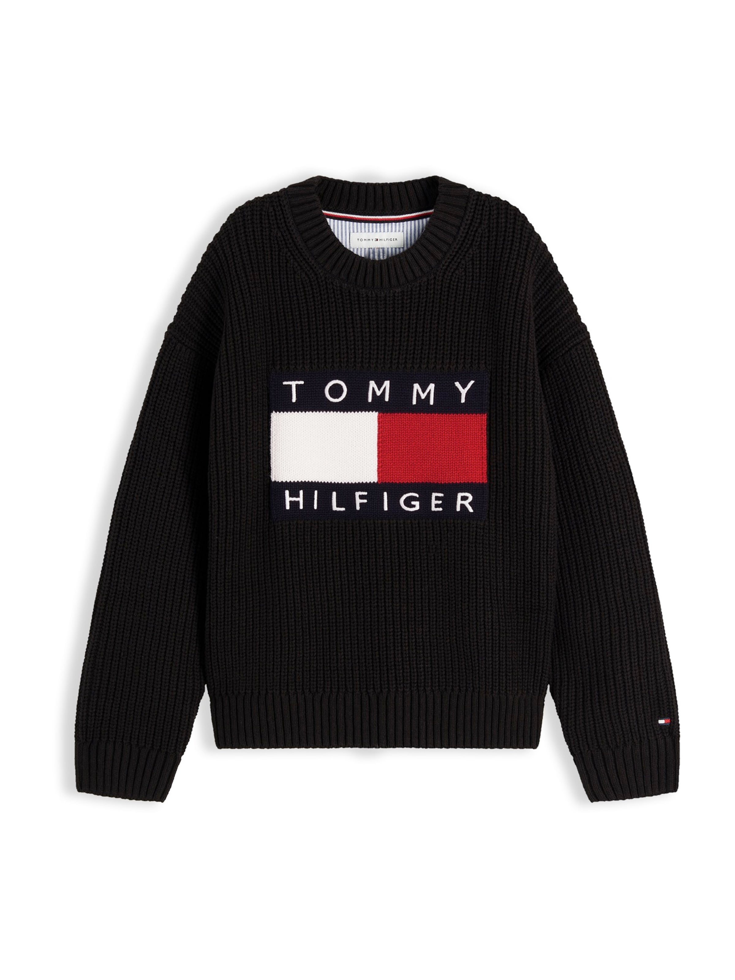 TOMMY HILFIGER Svetr 'HERITAGE' – černá: přední strana