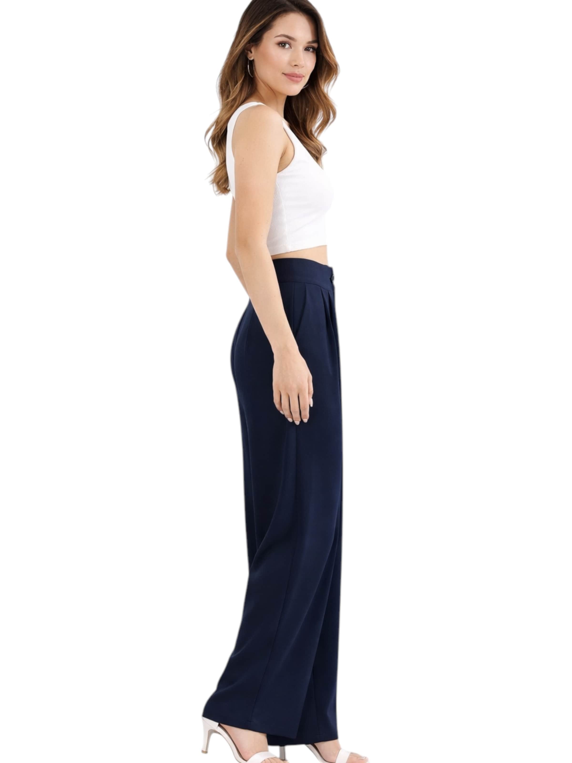 Wide Leg Pantalon à pince 'ALYA' fashionshowcase en bleu