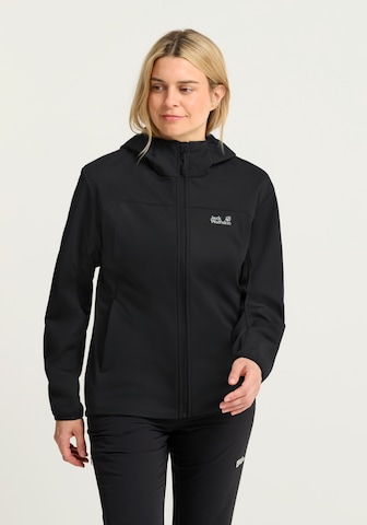 JACK WOLFSKIN - Casaco outdoor 'WINDHAIN 2' em preto: frente