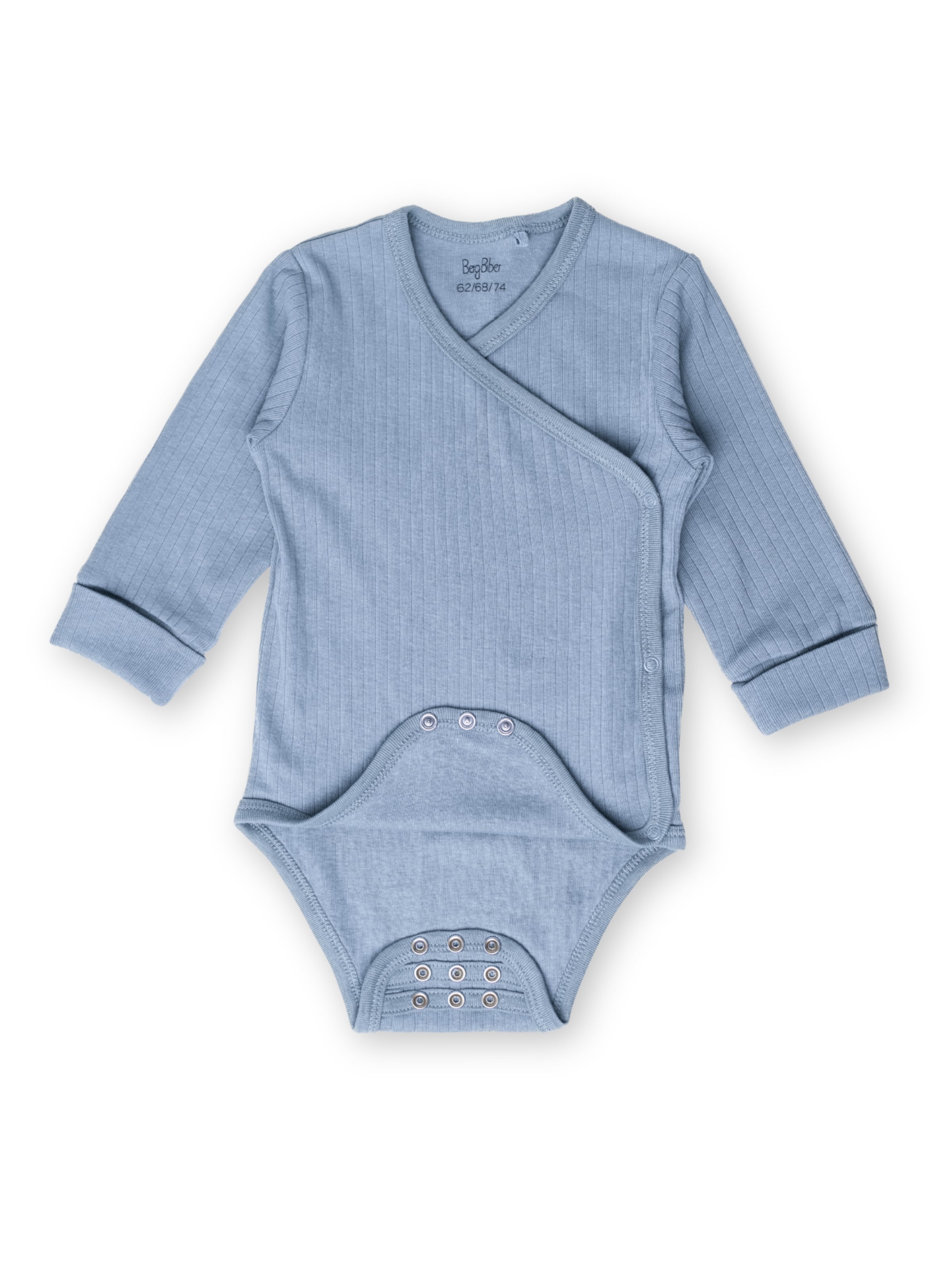 BergBiber Strampler/Body 'Niko'‌ in Blau: Vorderseite