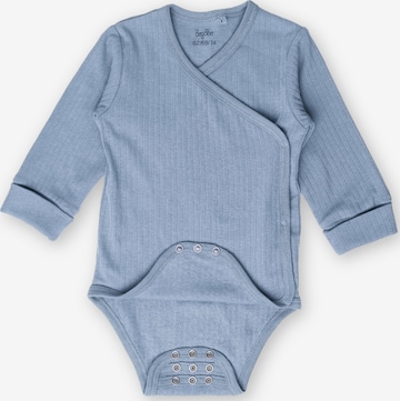 BergBiber Strampler/Body 'Niko' in Blau: Vorderseite