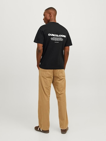 JACK & JONES Shirt 'JCOAERO PRINT TEE SS CREW NECK' in Black