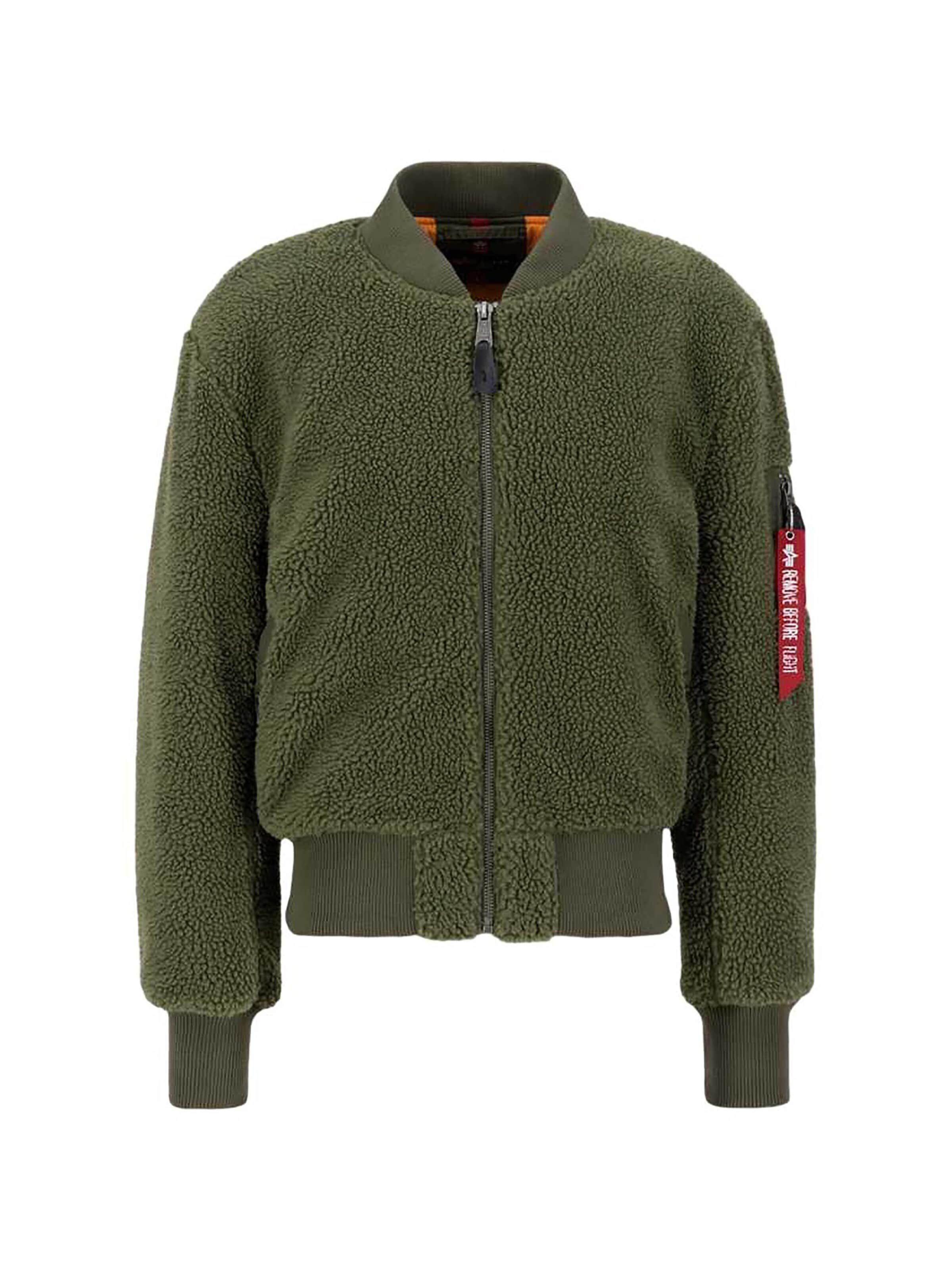 ALPHA INDUSTRIES Between-Season Jacket 'MA-1 Teddy' in Green: front