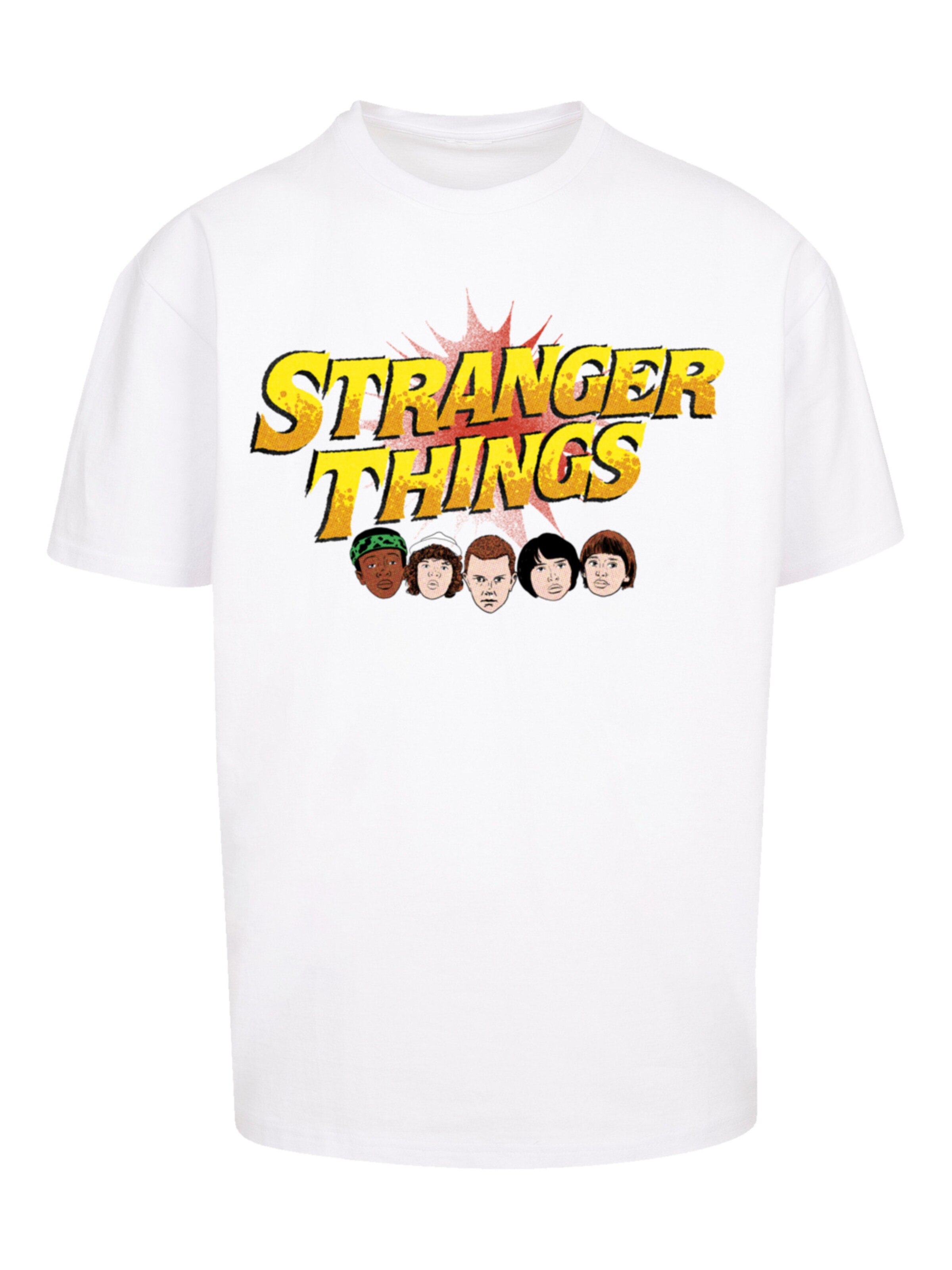 F4NT4STIC Shirt 'Stranger Things Comic Heads Netflix TV Series' in Wit: voorkant