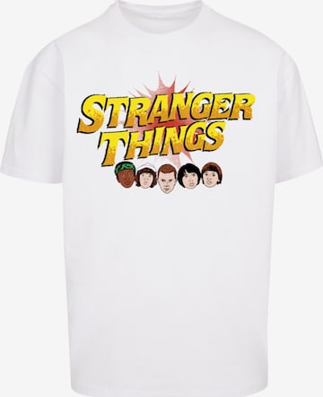 T-Shirt 'Stranger Things Comic Heads Netflix TV Series' F4NT4STIC en blanc : devant