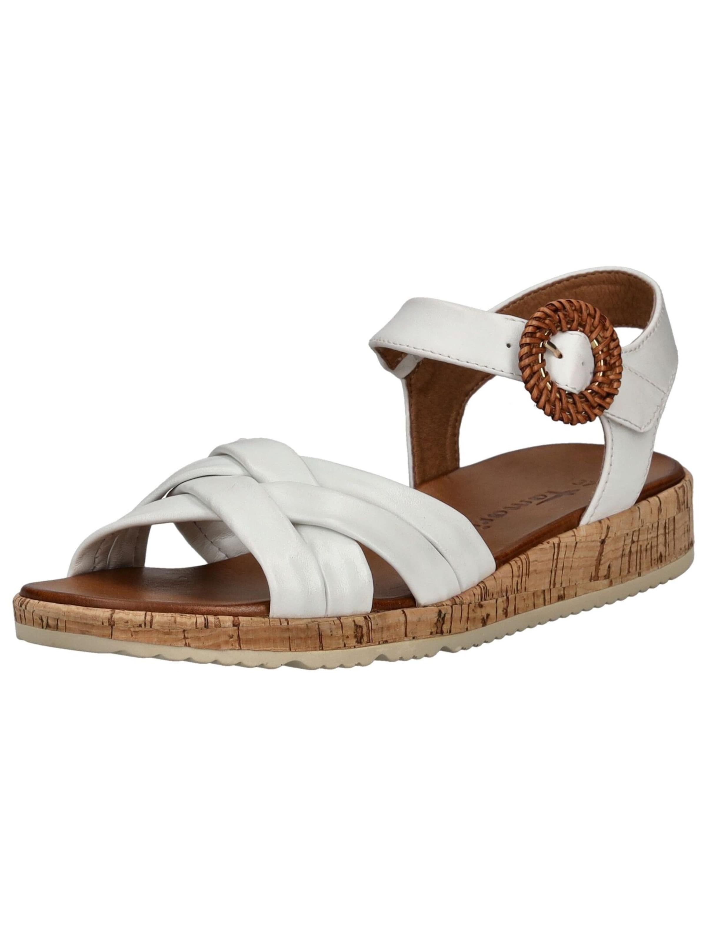 Tamaris Strap Sandals in White: front