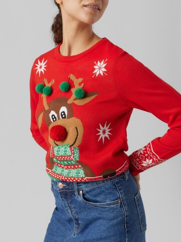 VERO MODA Pullover 'VMFrosty Deer' in Rot