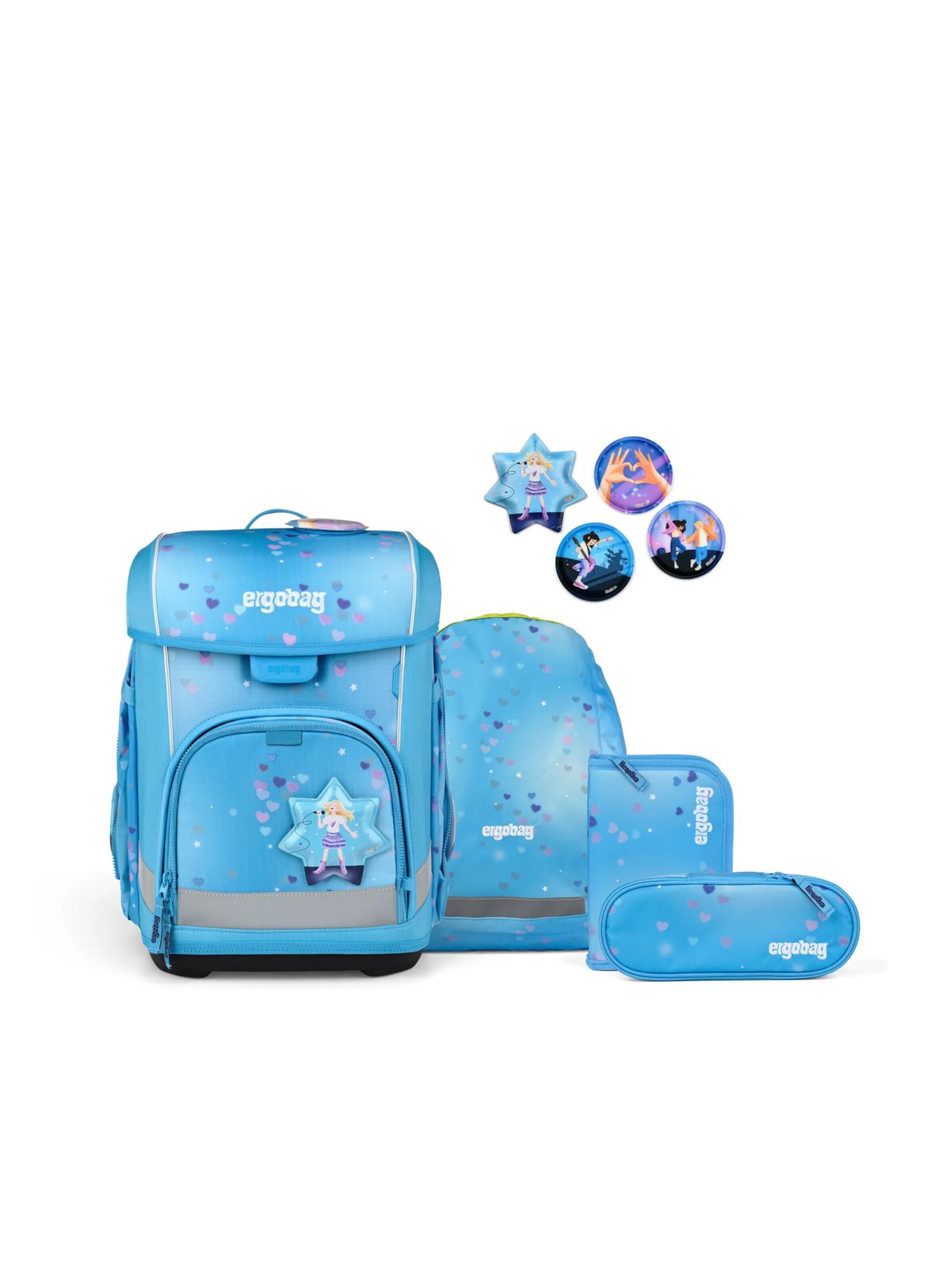 ergobag Backpack 'Schulranzen-Set cubo light Set' in Blue: front