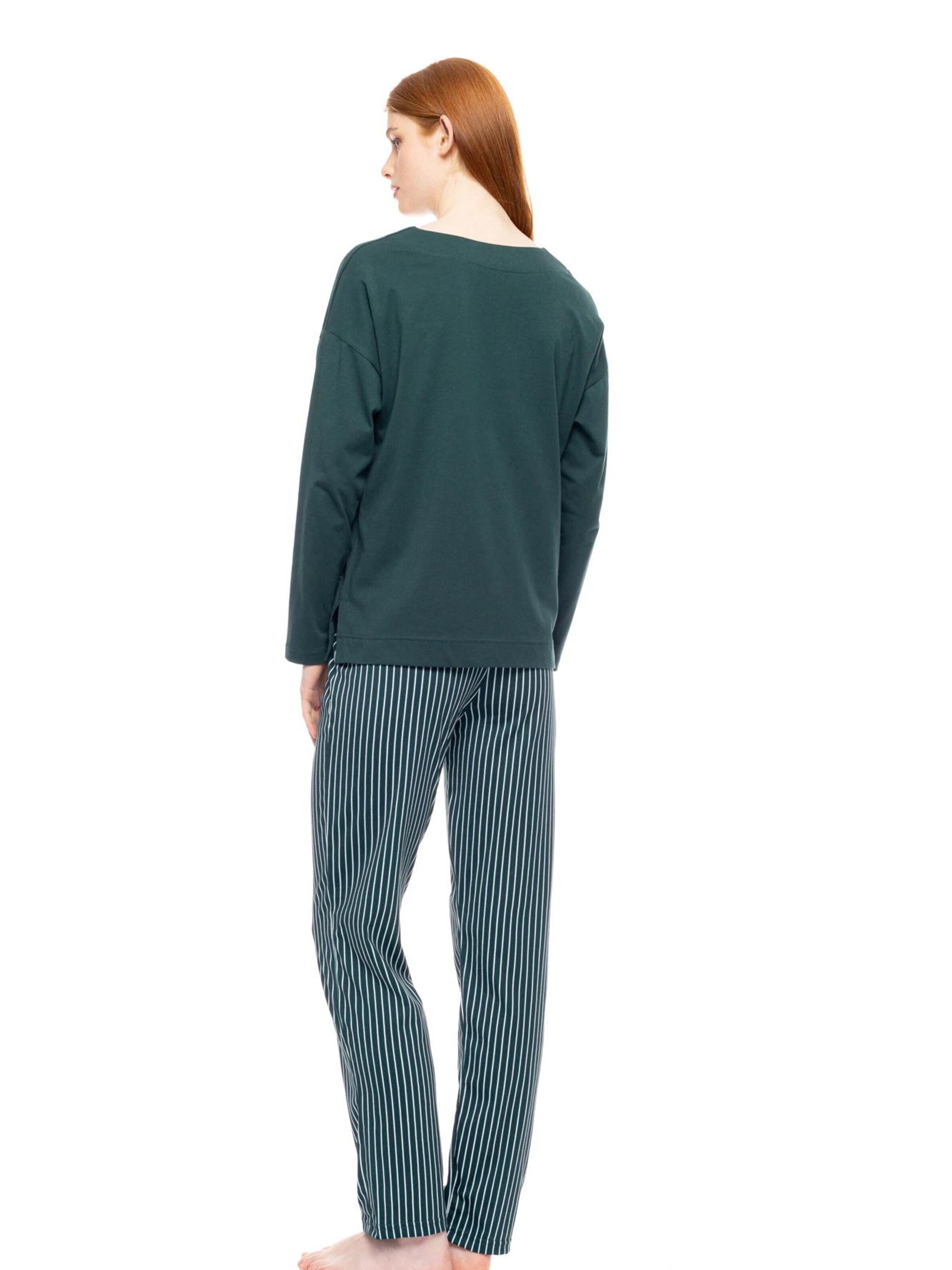 Pink Label Πιτζάμα 'PYJAMA GREEN FOREST STRIPES' σε πράσινο
