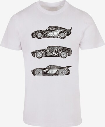 ABSOLUTE CULT Shirt 'Cars - Text Racers' in Wit: voorkant