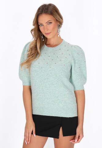 Pull-over faina en vert : devant