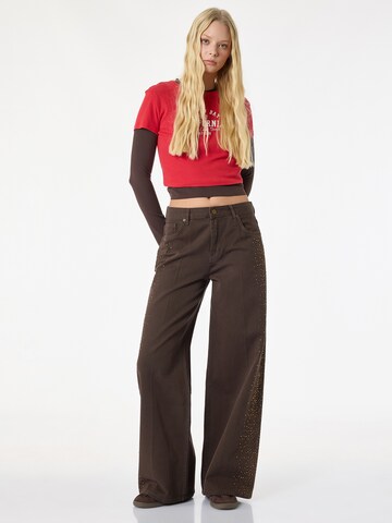 Koton Wide leg Jeans in Brown: front
