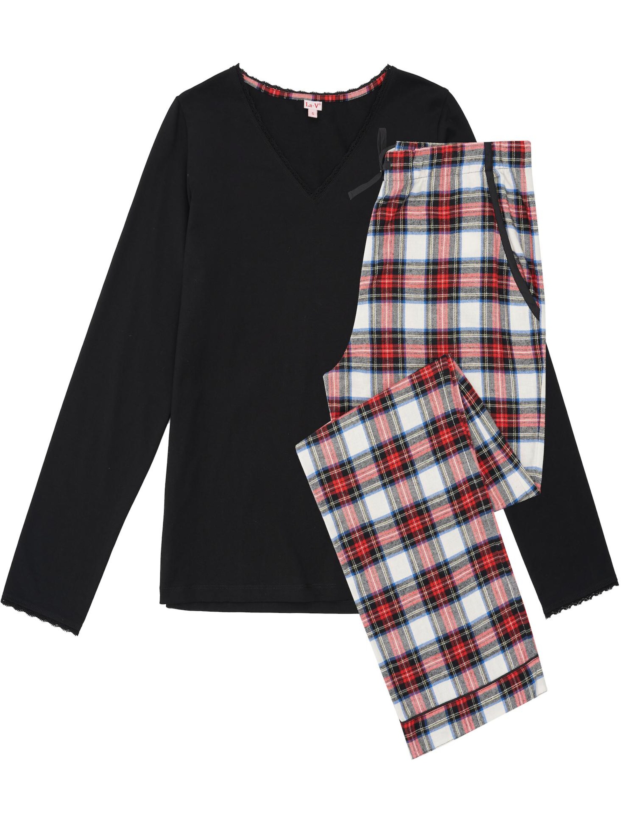La V Pajama 'Pyjama met kant contrast' in Black