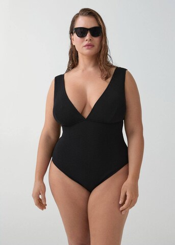 MANGO Triangle Swimsuit in Black: front