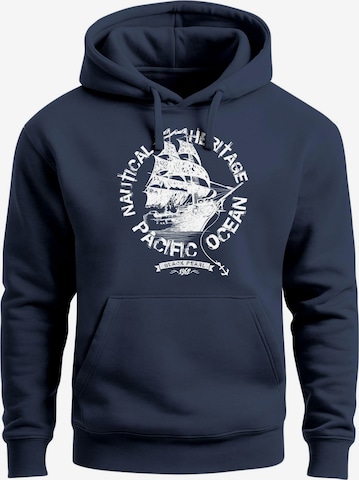 Neverless Sweatshirt 'Motorrad' in Blau: Vorderseite