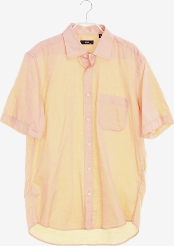 BOSS Black Button Up Shirt in M-L in Orange: front