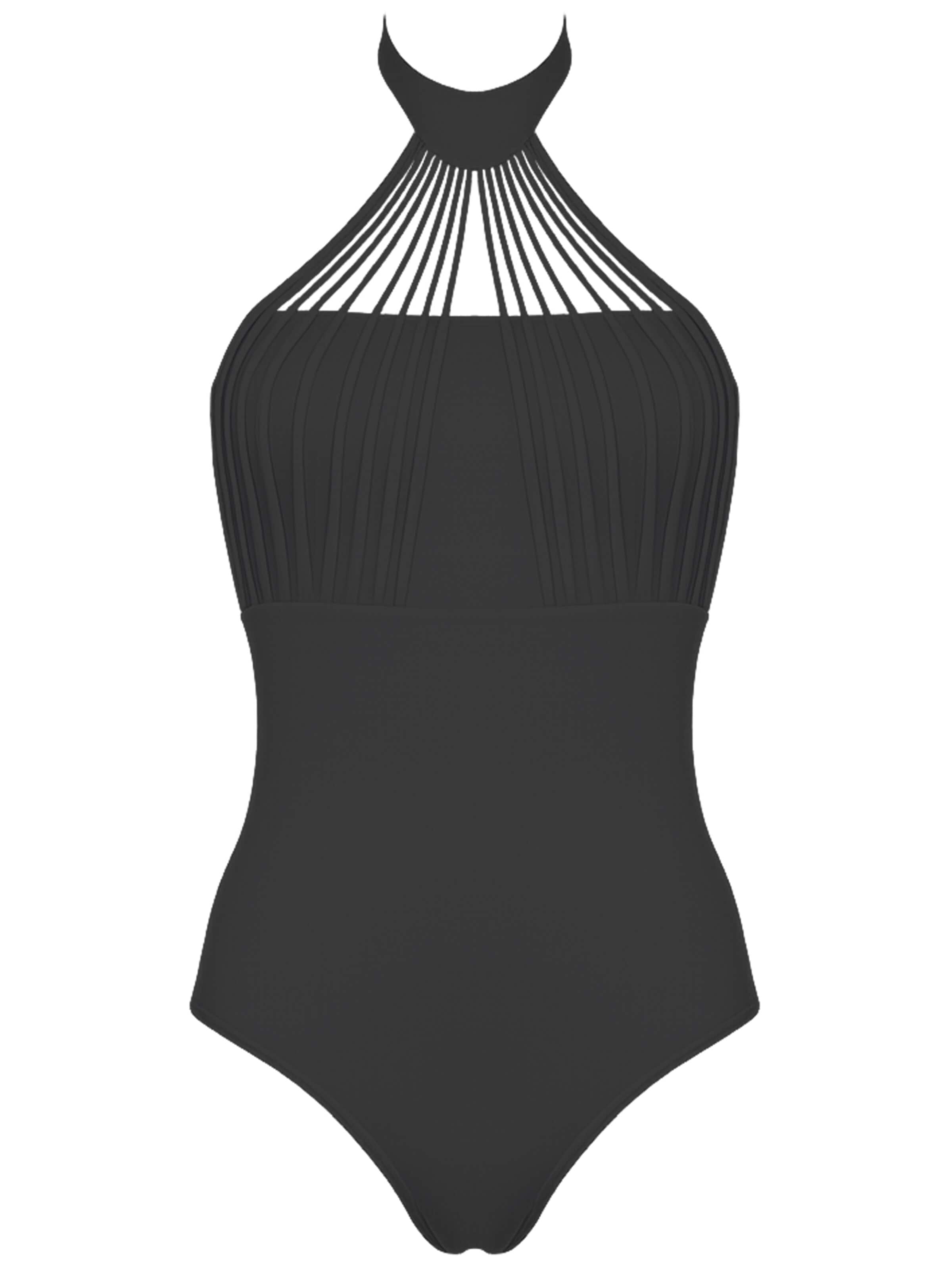 SEA ME SWIM High neck Swimsuit 'MYKONOS' in Black: front