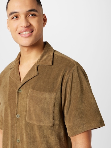 KnowledgeCotton Apparel Comfort fit Button Up Shirt in Green