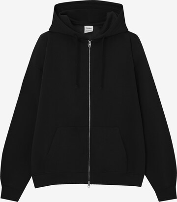 Pull&Bear Sweat jacket in Black: front