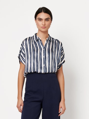 DESOTO Viskosebluse 'Florine', glatte, fließende Qualität in Blau: Vorderseite