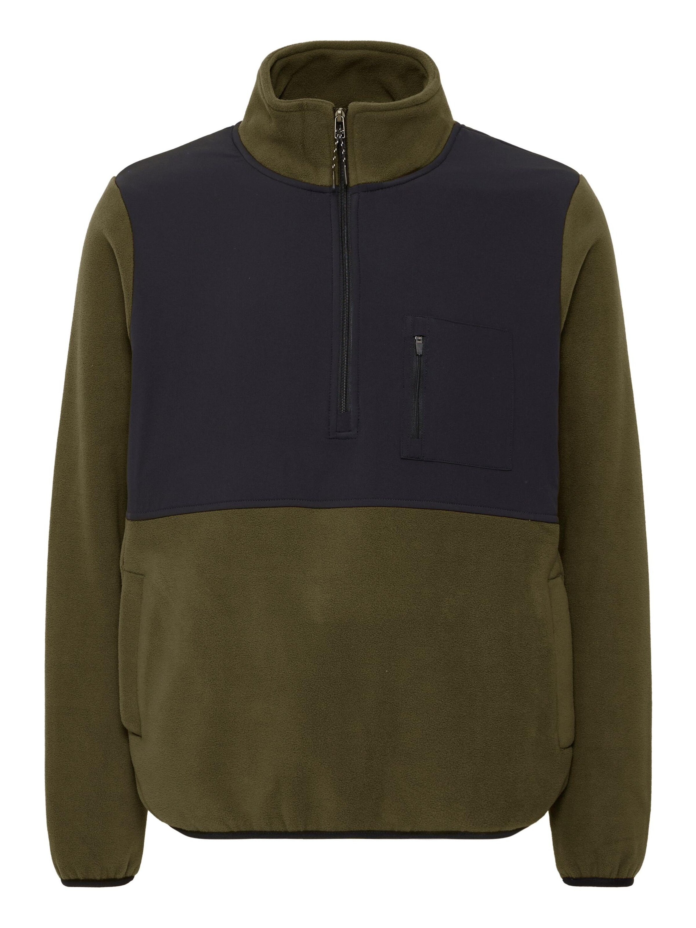 BLEND Sweater ' BHMARIO halfzipp ' in Dark green, Item view