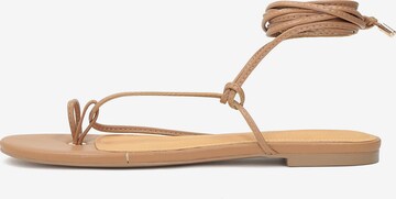 Kazar T-Bar Sandals in Brown: front
