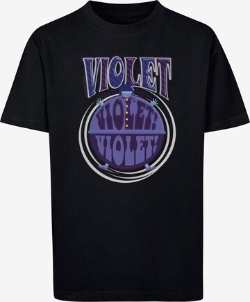 ABSOLUTE CULT Shirt 'Willy Wonka - Violet Turning Violet' in Zwart: voorkant