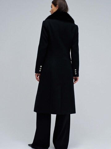 Salsa Jeans Winter Jacket 'Wool Coat With Faux Fur Collar' in Black