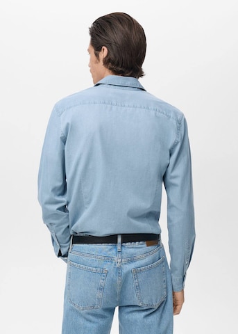 MANGO MAN Regular Fit Hemd 'Chambre' in Blau
