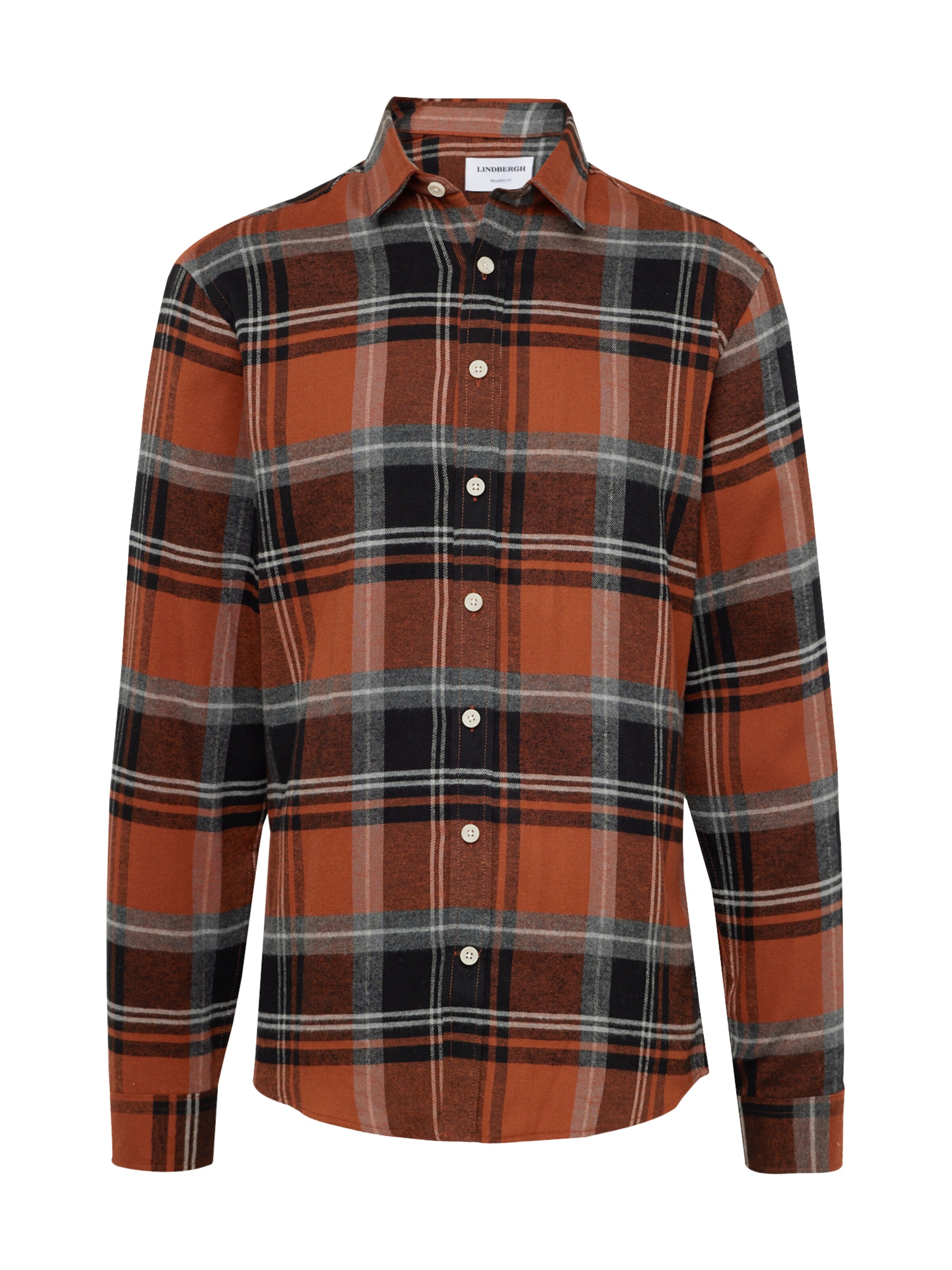 Lindbergh Regular Fit Hemd in Braun: Vorderseite