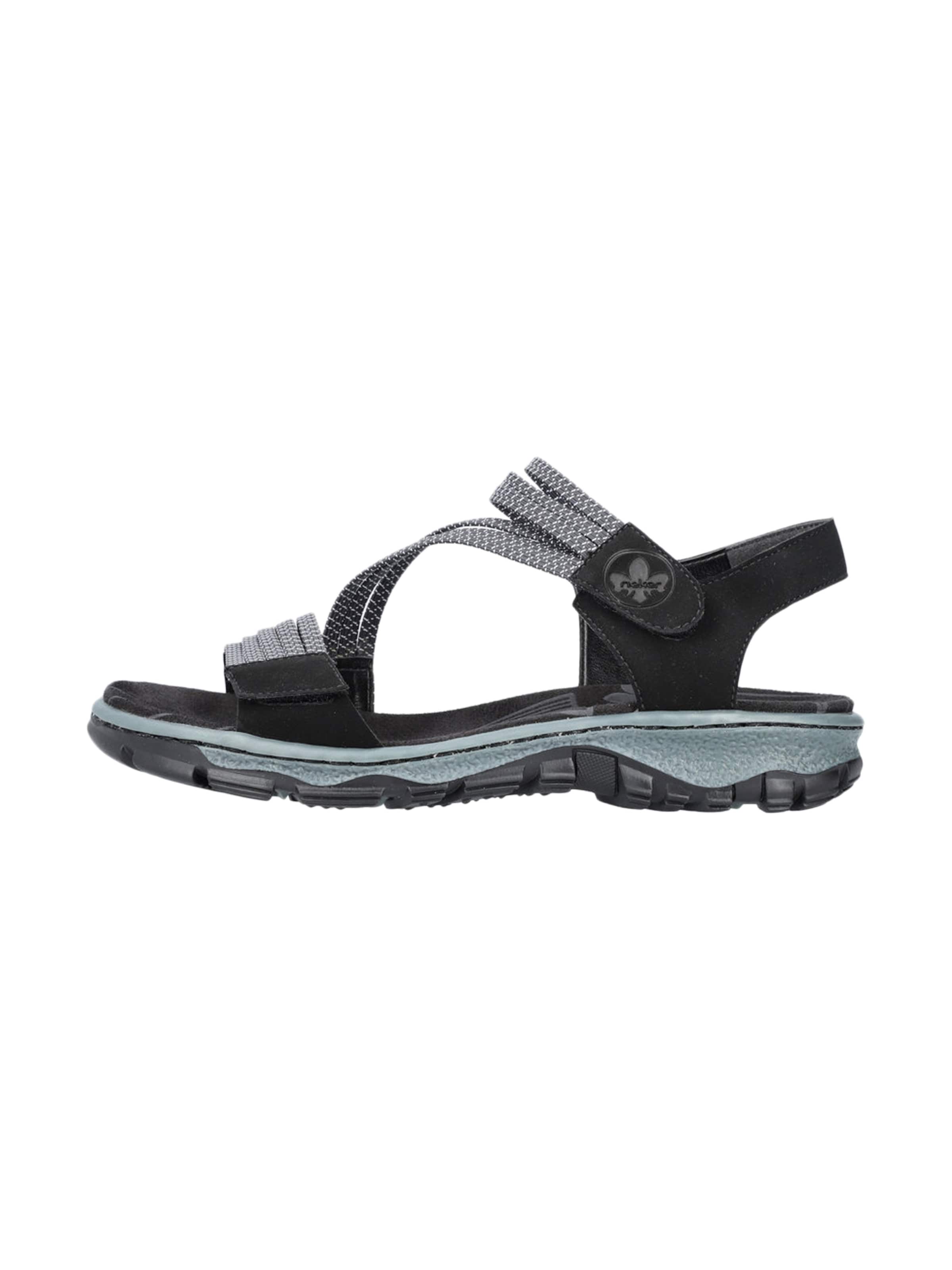 Sandales 'Guana Keil-Sandalen mit Klettverschluss' Rieker en noir : devant