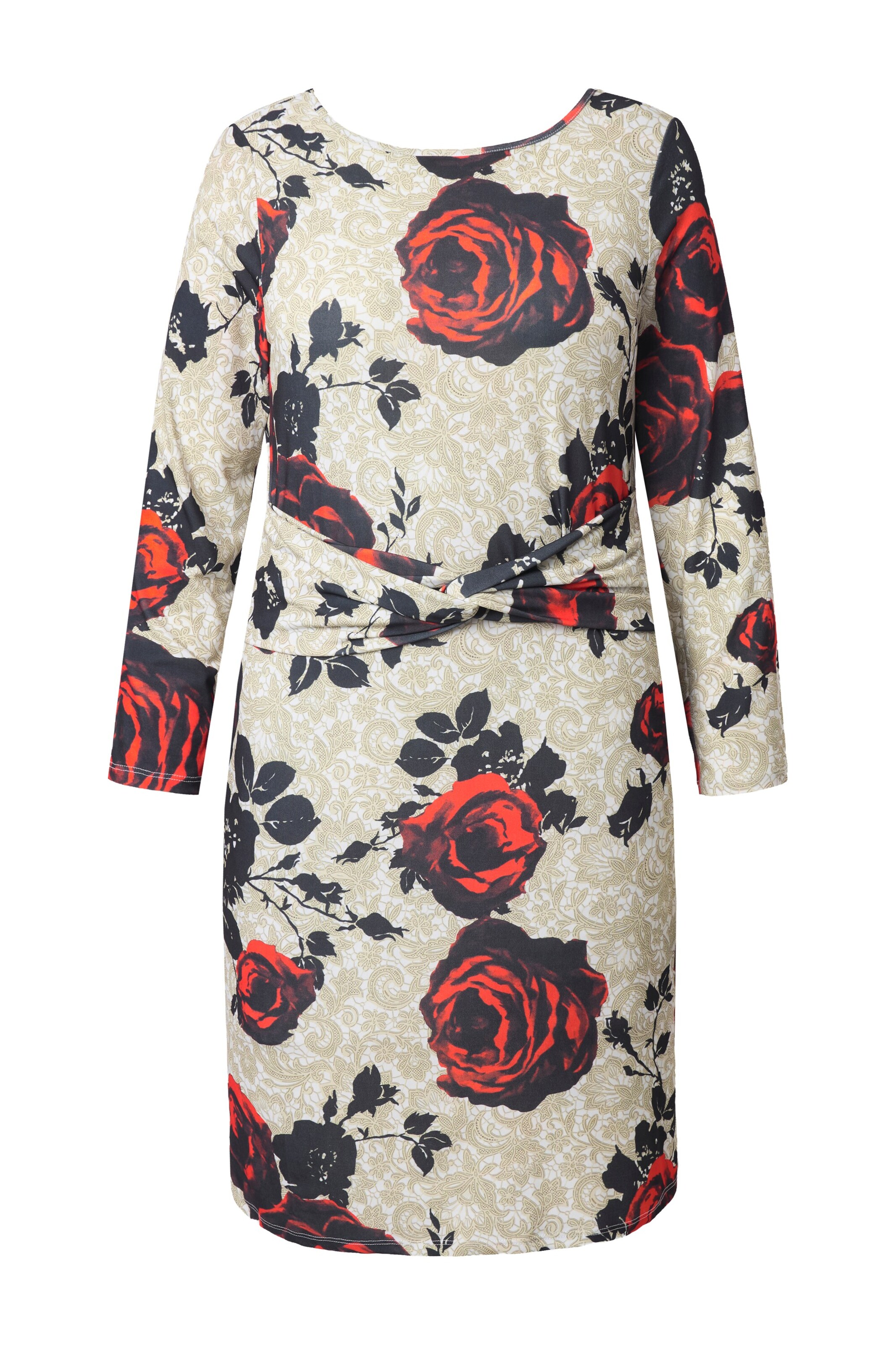 Ulla Popken Dress in Beige / Red / Black, Item view