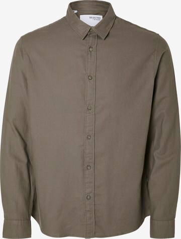 SELECTED HOMME Skjorta 'SLHOWEN' i brun: framsida