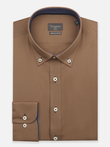 Slim fit Camicia business 'Leonardo Sport Poplin Stretch Man Shirt Brown' di 7Camicie in marrone: frontale