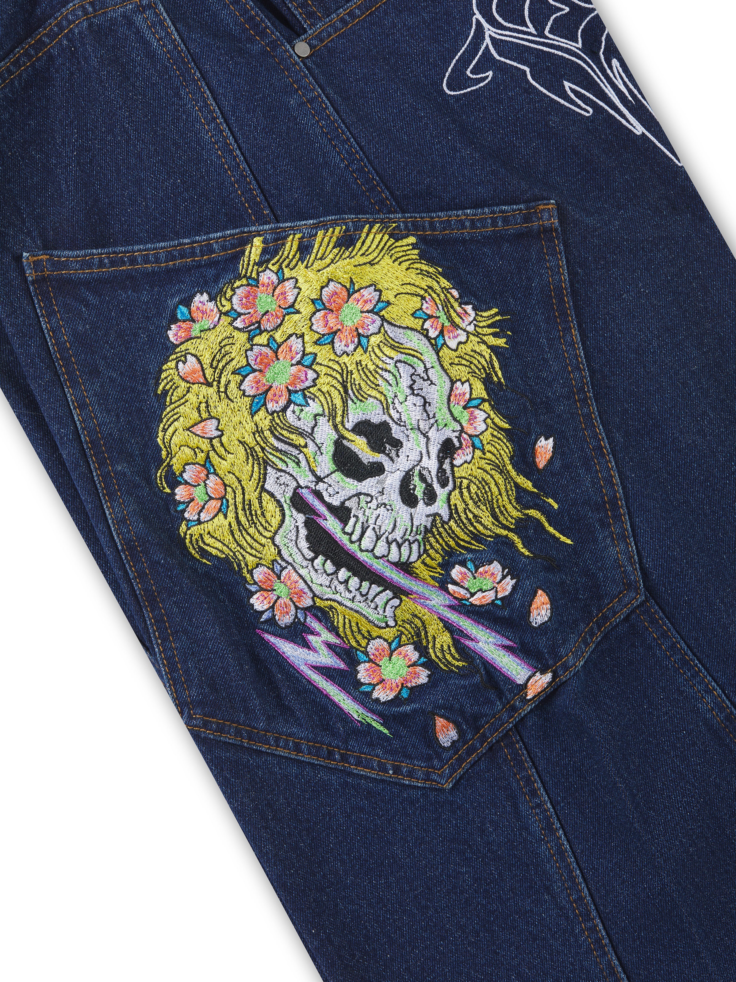 Ed Hardy Loosefit Jeans 'Gothic Skull' in Blau