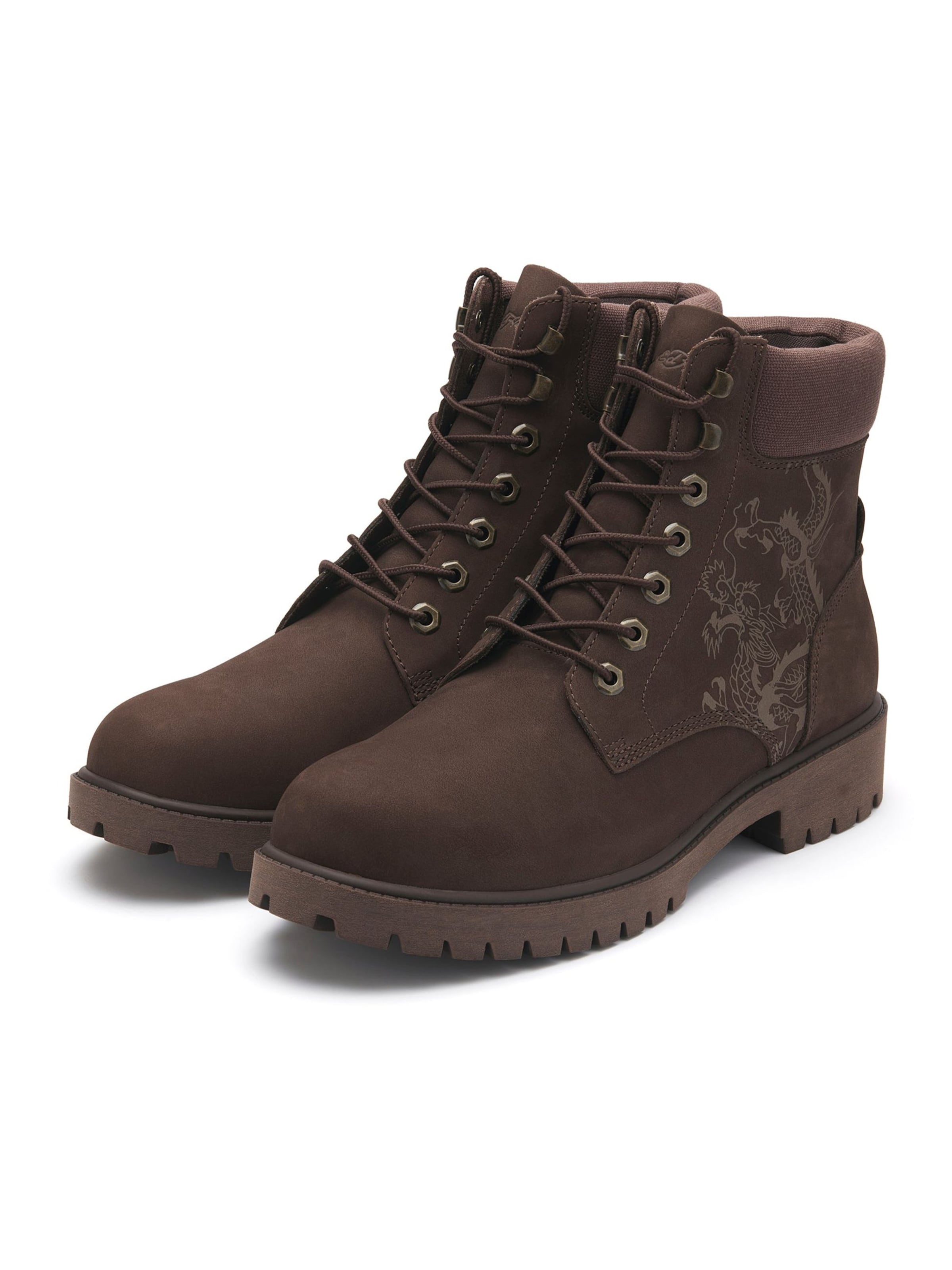 Boots stringati di Ed Hardy in marrone: frontale